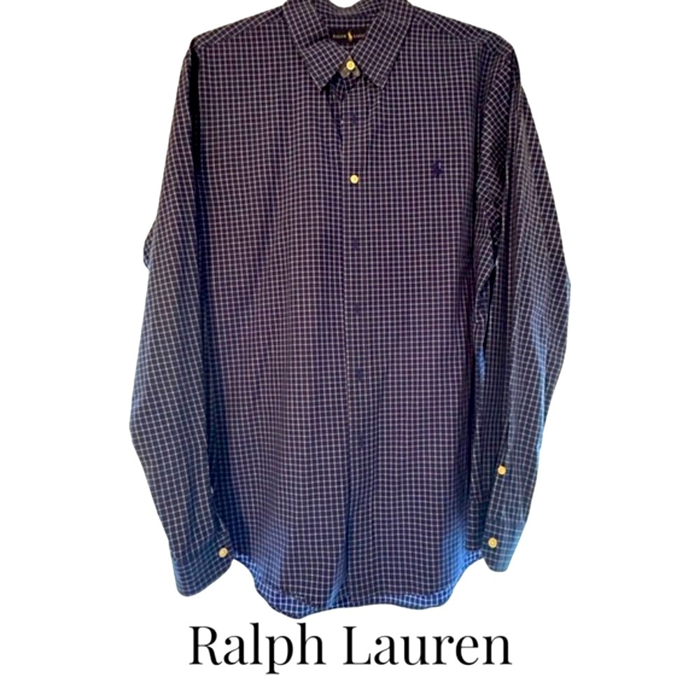 Ⓜ️Men's XL Polo🏇 - Royal Blue check with white buttons‎ - Excellent Condition!